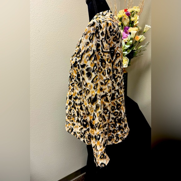 Ruby Rd. Animal Print/burnout Material/Mandarin Collar/3/4 Sleeve Blouse Sz 12P - Picture 4 of 9